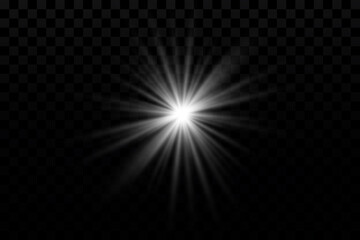Glow effect. Star sparkles on a transparent background. Vector illustration. the sun