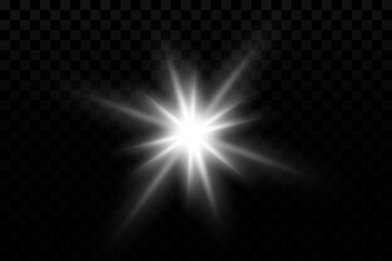 Glow effect. Star sparkles on a transparent background. Vector illustration. the sun