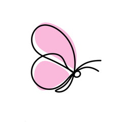 Color butterfly as line drawing, isolated on the white. Vector