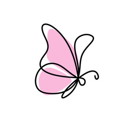 Color butterfly as line drawing, isolated on the white. Vector