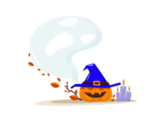 Halloween. Pumpkin and ghost illustration