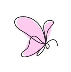 Color butterfly as line drawing, isolated on the white. Vector