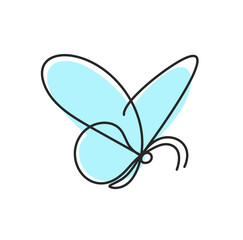Color butterfly as line drawing, isolated on the white. Vector