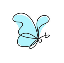 Color butterfly as line drawing, isolated on the white. Vector