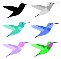 Set of hummingbird - Vector Illustration