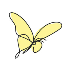 Color butterfly as line drawing, isolated on the white. Vector