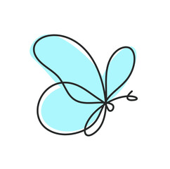 Color butterfly as line drawing, isolated on the white. Vector