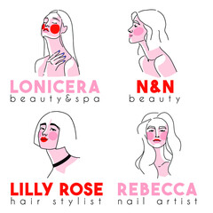 Female portrait premade logo collection