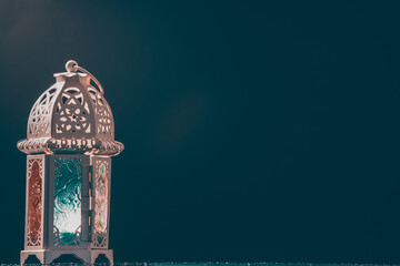 Arabic lantern, Ramadan kareem background with copy space