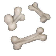 plasticine 3d illustration, set of bones , isolated on white background 