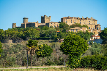 Fototapeta na wymiar Medieval castle of the town of oropesa in the province of toledo during a sunny day with blue sky