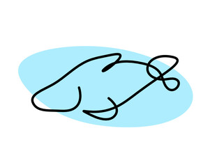 Color silhouette of fish as line drawing on white background. Vector	
