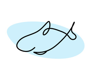 Color silhouette of fish as line drawing on white background. Vector	
