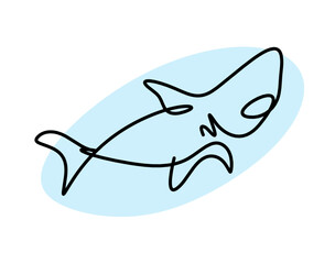 Color silhouette of fish as line drawing on white background. Vector	
