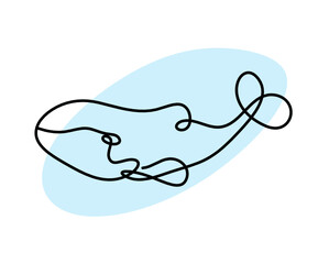 Color silhouette of fish as line drawing on white background. Vector	
