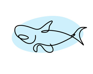 Color silhouette of fish as line drawing on white background. Vector	
