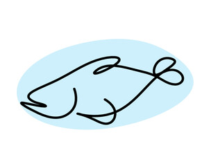 Color silhouette of fish as line drawing on white background. Vector	
