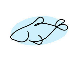 Color silhouette of fish as line drawing on white background. Vector	
