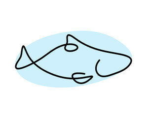 Color silhouette of fish as line drawing on white background. Vector	
