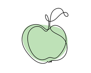 Drawing line color apple on the white background. Vector	
