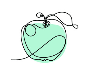 Drawing line color apple on the white background. Vector	
