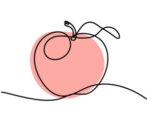 Drawing line color apple on the white background. Vector	