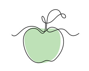 Drawing line color apple on the white background. Vector	