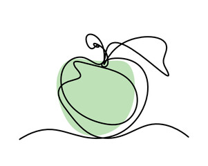 Drawing line color apple on the white background. Vector	
