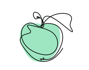 Drawing line color apple on the white background. Vector	
