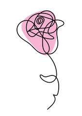 Abstract line drawing color flower, isolated on white background. Vector	
