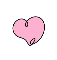 Abstract color heart as continuous line drawing on white background. Vector	