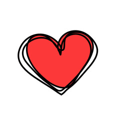 Abstract color heart as continuous line drawing on white background. Vector	