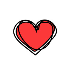 Abstract color heart as continuous line drawing on white background. Vector	