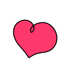 Abstract color heart as continuous line drawing on white background. Vector	