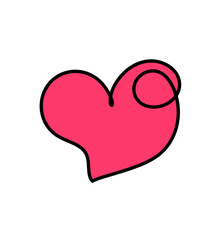 Abstract color heart as continuous line drawing on white background. Vector	