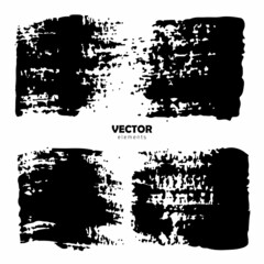 Set Brush Shape Vector Strokes in Black color on white background. Hand painted grange elements. Ink drawing. Dirty artistic design . Place for text, quote, information, company name.