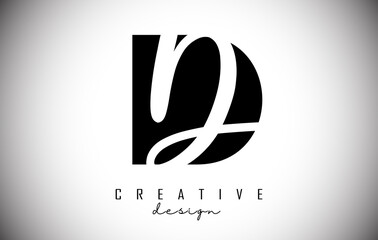 Fototapeta premium Letter DD d Logo with a minimalist design. Letter D with geometric and handwritten typography.