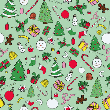 Vector Light Green Christmas Holidays Background Pattern