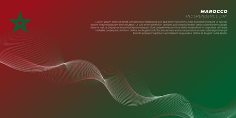 Morocco Independence day background with waving lines design. red and green background design.