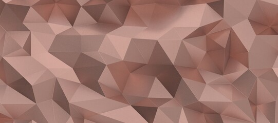 Abstract 3D render illustration,Surface gold crystal geometric triangle and Polygonal shapes template