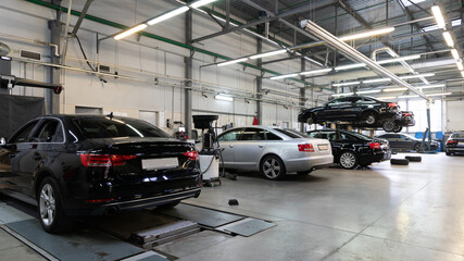 Fototapeta na wymiar warranty service for new cars from an authorized dealer
