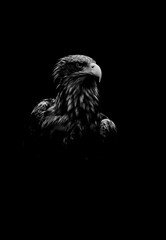 Eagle contour isolated on black background