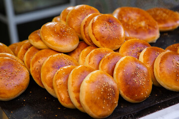 Morrocan local market on the streets with bread