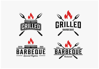 rustic grilled barbecue logo design