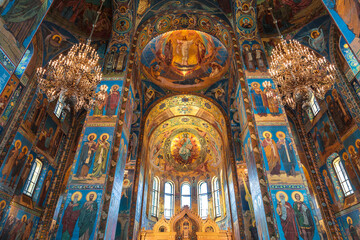 Fototapeta na wymiar The interior of the Church of the Savior on Spilled Blood. Mosaics 