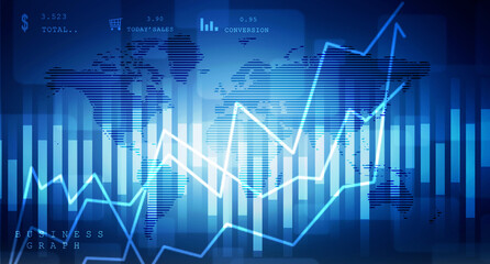 2d rendering Stock market online business concept. business Graph 
