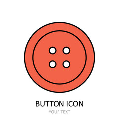 Vector illustration with button icon. Linear drawing.