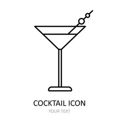 Vector illustration with cocktail icon. Outline drawing.