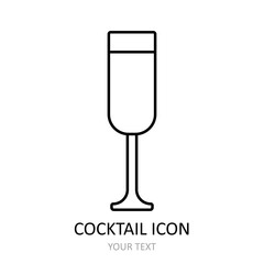 Vector illustration with cocktail icon. Outline drawing.