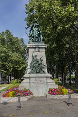 Fototapeta premium Imposing monument which pays homage to the children of the department who died during the war of 1870 - 1871 and in the colonies. Melun, Seine-et-Marne department, Ile-de-France region, France.